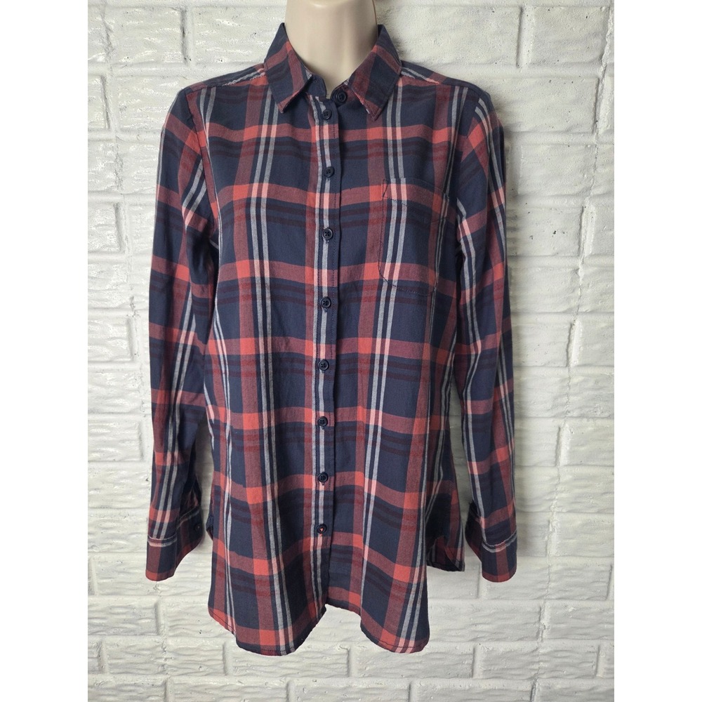 FAT FACE Flannel shirt Women's size US 4 UK 8 Plaid Button up Lightweight